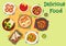 Mexican cuisine traditional food icon design