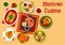 Mexican cuisine traditional lunch dishes icon