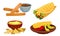 Mexican Dish with Burrito and Guacamole with Nacho Vector Set