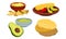 Mexican Dish with Crumpets and Guacamole with Nacho Vector Set