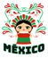 Mexican Doll with decorative ornaments and vector Mexico text.