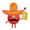 Mexican emoji with hat and tequila bottle