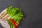 Mexican fajitas ingredients on slate background