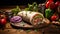 Mexican Feast: Overhead View of a Delectable Burrito Platter on Aztec Cloth