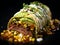 Mexican Feast: Overhead View of a Delectable Burrito Platter on Aztec Cloth