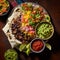 Mexican Feast: Overhead View of a Delectable Burrito Platter on Aztec Cloth