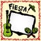 Mexican fiesta frame with sombrero\'s, maracas and guitar