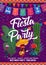 Mexican fiesta party flyer, cactuses, chili pepper
