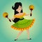 Mexican Fiesta Party Invitation with beautiful Mexican woman dancing with maracas.