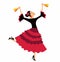 Mexican Fiesta Party Invitation with beautiful Mexican woman dancing with maracas