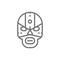 Mexican fighter mask, wrestler line icon.