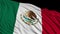 Mexican flag in slow motion. The flag develops smoothly in the wind