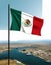 Mexican flag waving in the wind isolated Mexico