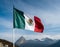 Mexican flag waving in the wind isolated Mexico