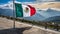 Mexican flag waving in the wind isolated Mexico