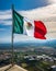 Mexican flag waving in the wind isolated Mexico