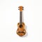 Mexican Folk Art Inspired Wooden Ukulele On White Background