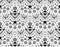 Mexican folk art  seamless pattern with skulls, Halloween decor, flowers and abstract shapes, black and white textile desig