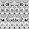 Mexican folk art vector seamless pattern with birds and flowers, black and white fiesta design inspired by traditional art form Me