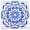 Mexican Folklore-inspired Abstract Flower Design In Blue And White