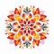 Mexican Folklore-inspired Orange Stylized Flower Design On White Background