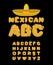 Mexican font. Tacos alphabet. Taco fast food ABC. traditional