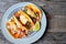 Mexican food: Authentic tacos al pastor with lime and pineapple