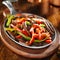 Mexican food - beef fajitas and bell peppers