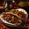 Mexican Food Beef Fajitas. Generative AI