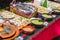 Mexican Food Buffet with a variety of plates and salsas