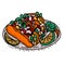 Mexican food Castacan tacos. Hand drawn vector illustration in doodle style