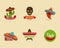 Mexican food icons, menu elements for restaurant