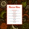 Mexican food menu template with hand drawn elements. Vector illustration in sketch style
