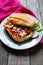 Mexican food: pork sandwich also known as torta al pastor