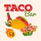 Mexican food taco bar vector illustration national cuisine concept design. Mexican restaurant, cafe poster, brochure