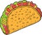 Mexican food taco - colorful sketch. Ink artwork. Graphic doodle cartoon art. Vector illustration