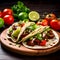 Mexican food Taco meat sauce tortilla vegetables