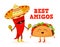 Mexican food. Taco and pepper. Stylized characters. Vector illustration.