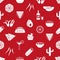 Mexican food theme set of simple icons red seamless pattern eps10