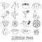 Mexican food theme set of simple outline icons