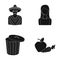 Mexican, girl telephone operator and other web icon in black style. garbage can, apple and carrot icons in set