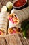 Mexican grilled veggie burrito with rice and vegetables served w