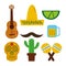 Mexican hat guitar skull maraca tequila cactus mustache