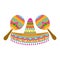 Mexican hat with maraca isolated icon
