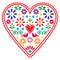 Mexican heart folk art vector design, Valentine`s Day or wedding invitation greeting card with birds and flowers