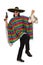 Mexican holding gun and money bag isolated on the