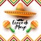 Mexican holiday Cinco de Mayo. Sombrero, mustache and maracas. Mexico. Mexican fiesta, holiday poster, banner, greeting card