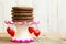 Mexican Hot Chocolate Shortbread Cookies on Antique Stand with R