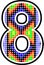 Mexican huichol style art colorful number eigth