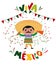 Mexican Independence day celebration - Man celebrating - text in spanish: Long live Mexico